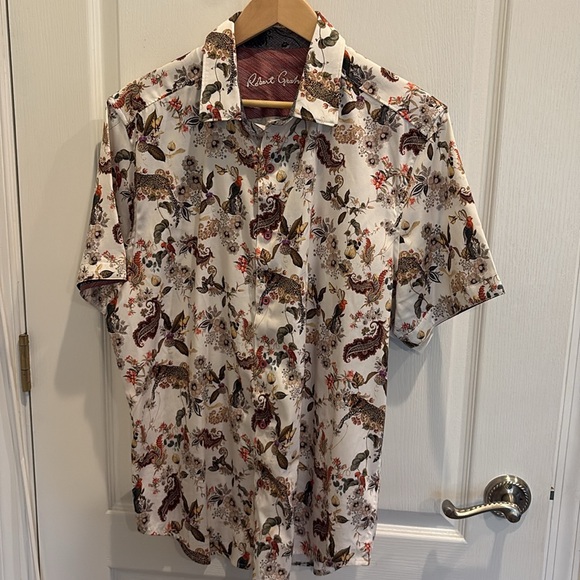 Robert Graham The Leo Exotic Animal Short Sleeve Button Down Shirt size XL